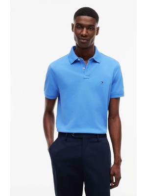 Tommy Hilfiger Tommy Hılfıger Erkek Marka Logolu Organik Pamuklu Polo Yakalı Kısa  Kollu Günlük Kullanıma Uygun Şık Görünümlü Mavi4 Polo Yaka T-Shirt MW0MW17770 C30