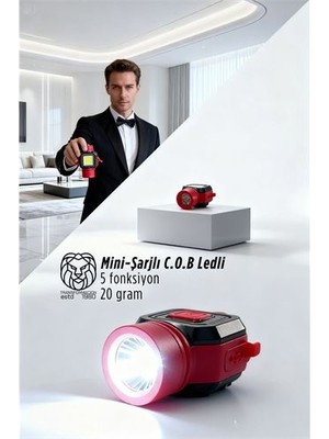 Findit Ultra-Pro 5 Fonksiyonlu 600 Lümen Usb-C Şarjlı Mini LED El Feneri & Kamp Lambası 722876