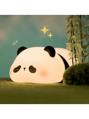 Coverzone Uyuşuk Yumuşak Silikon Panda Mini Gece Lambası Dekoratif Işık Derecesi Ayarlanabilir Yatak Odası Lambası Kitap Okuma Lambası Çocuk Odası | Uyuşuk Panda - YH301