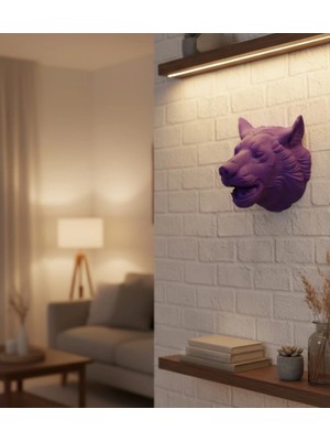 Gültekin Dekoratif Mor Kurt Duvar Heykeli Asılabilir Hediyelik 25X19 cm