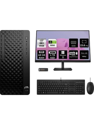 HP Prodesk 2 Tower G1I i5 14500 RTX 3050 48GB RAM 4TB SSD 23.8" FHD Win11 Pro B6XX1ETPN832 Masaüstü Bilgisayar + Per4 USB