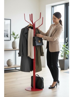 Nihat Evcim Elzem Kırmızı Portmanto Metal Askılık