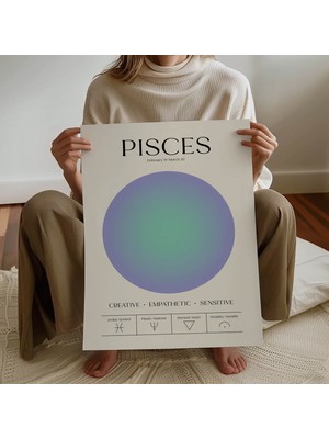 Pegziz Balık Burcu Astroloji Poster Modern Minimal Duvar Dekoru