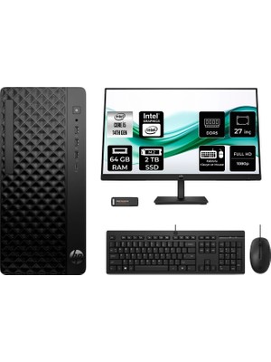 HP Prodesk 2 Tower G1I i5 14500 64GB RAM 2TB SSD 27" FHD FreeDOS B6XX1ETPN915 Masaüstü Bilgisayar + Per4 USB