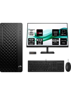 HP Prodesk 2 Tower G1I i5 14500 64GB RAM 4TB SSD 27" FHD FreeDOS B6XX1ETPN976 Masaüstü Bilgisayar + Per4 USB