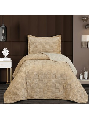 Goldroom Home Ranya Kadife Nakışlı Tek Kişilik Yatak Örtüsü