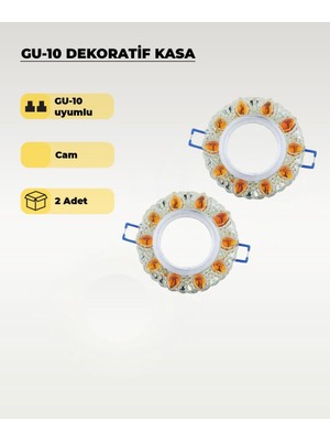 AC Aydınlatma Taşlı Cam GU10 Spot Kasa (2 Adet)– Dekoratif Gömme Tavan Uyumlu, Kristal Tasarım