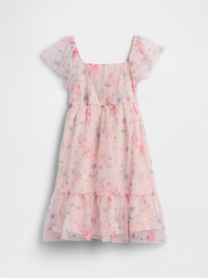Gap Kız Çocuk Açık Pembe Tulle Flutter Sleeve Elbise
