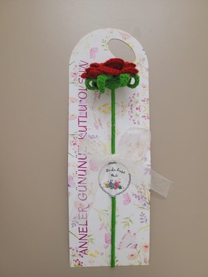 Gift And Flowers Anneler Günü Örgü Çiçek Kartı Yapay Çiçek Örgü Çiçek