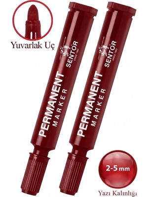 Artlantis Kırmızı Permanent Markör Kalem Yuvarlak Uç 2 Adet Sentör Kalıcı Marker Kalem Tüm Koli Karton Çuval Cam Plastik