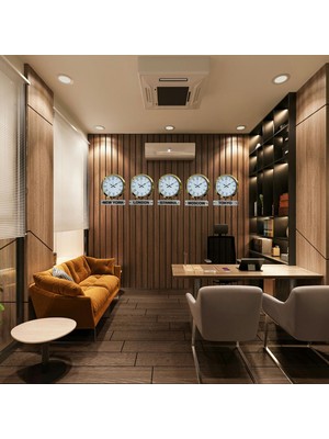 MidasTech Elite Gold Roma 36 cm Metal 5 Li Tabelalı Dünya Saatleri