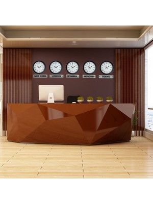 MidasTech Elite Black 5’li 36 cm Metal Tabelalı Dünya Saatleri Seti