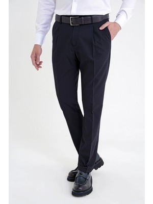 Efor Erkek Comfort Fit Yan Cep Esnek Pamuklu Gabardin Tek Pileli Lacivert Pantolon P 1211