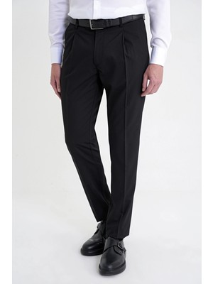 Efor Erkek Comfort Fit Yan Cep Esnek Pamuklu Gabardin Tek Pileli Siyah Pantolon P 1211