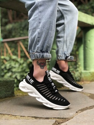 Baybonza BA0602 Phantom Yüksek Taban Tarz Sneakers Siyah Beyaz Erkek Spor Ayakkabısı
