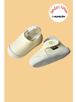 Mumenim Mamba Çocuk Bej Barefoot Kaymaz Esnek Taban Cırtlı Ilk Adım Günlük Ayakkabı