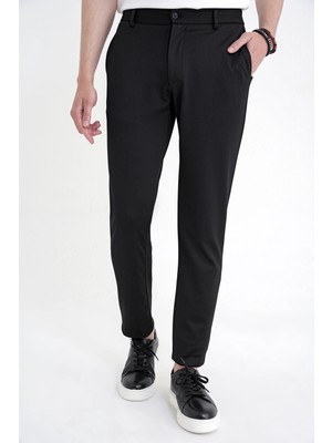 Efor Erkek Comfort Fit Beli Lastikli Armürlü Dokuma Esnek Pamuk Siyah Jogger Pantolon P 1217