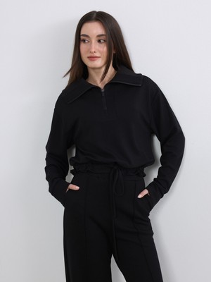 Soulife Petite Polo Yaka Kadın Sweatshirt