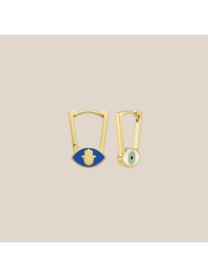 Altıntaş Çift Taraflı Hamsa Nazar Altın Küpe