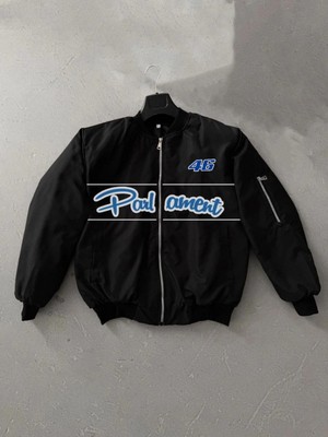 Pileli Store Siyah Bomber Mont – Parliament Yazılı,- Siyah -