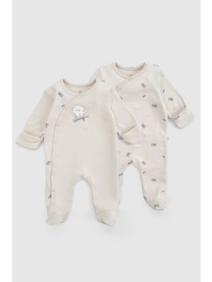 Little Gusto 2'li Organik Pamuk Bej Tulum Seti Little Farm