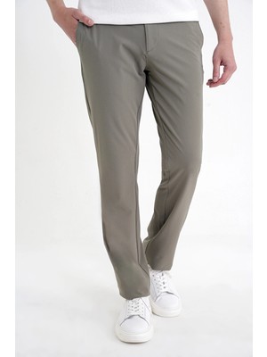 Efor Erkek Regular Fit Yan Cep Doku Desenli Beli Lastikli Haki Pantolon P 1212