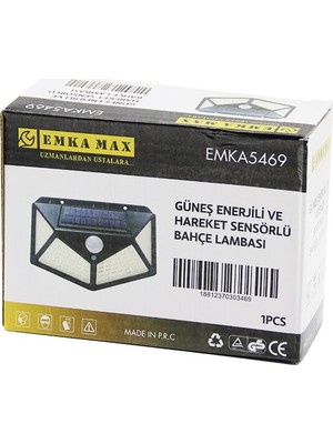 Kont 4 Açılı   Solar - Hareket Sensörlü  Aplik Duvar Lambası  Dış Mekan   9.5 x 13.5cm (5067)