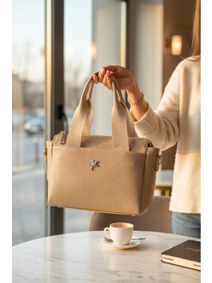 Enoch Kadın El ve Omuz Çantası Floter Dokulu Kolon Askılı Mini Tote Çanta