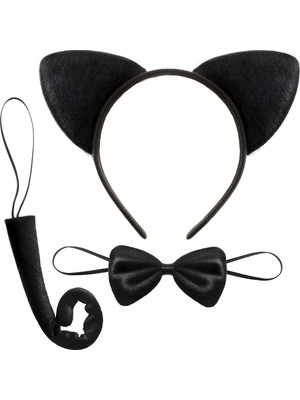 Kont Kedi Kostüm Taç Kuyruk Papyon Seti 1 Adet (5067)