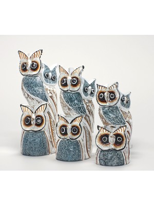 Kont Ahşap 3'lü Baykuş Seti Model 6