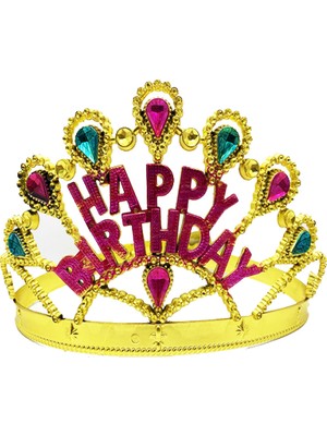 Kont Altın Renk Happy Birthday Doğum Günü Tacı