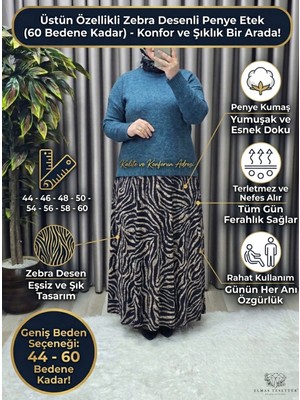 Elmas Tesettür Kadın Tesettür Giyim Büyük Beden Zebra Etek