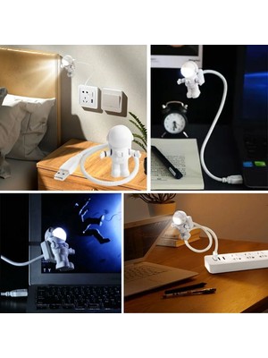 Kont USB Astronot Gece Lambası, Masa Lambası, Kitap Okuma Lambası Işığı (5067)