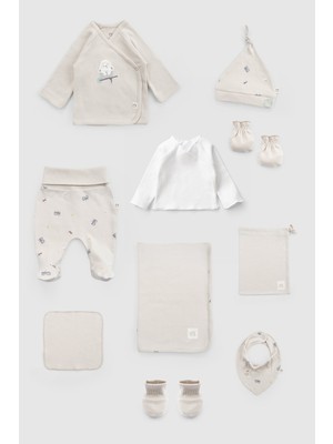 Little Gusto 10'lu Organik Pamuk Bej Hastane Çıkış Seti Little Farm