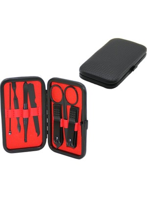 Kont 7 Pcs - Siyah Manikür - Pedikür Seti Siyah Cüzdan Modeli Çantalı (5067)