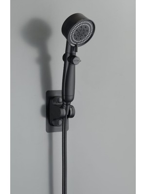 Kont Royal Siyah Pervaneli Kademeli Stoplu  Duş Başlık (5067)