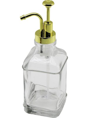Kont Kare Cam Şişe - Şeffaf Sıvı Sabunluk 500ML Pompa - Musluk Ayrık Model Başlı (5067)