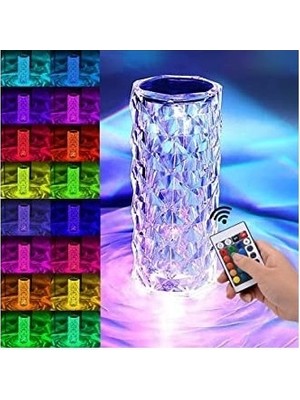 Kont Kristal Elmas Masa Lambası 16 Renk USB Şarjlı Dokunmatik (5067)