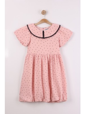 Joy Kids Kız Çocuk %100 Pamuk Puantiyeli Müslin Elbise (Pembe) (10-13YAŞ)