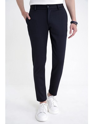 Efor Erkek Comfort Fit Beli Lastikli Armürlü Dokuma Esnek Pamuk Lacivert Jogger Pantolon P 1217