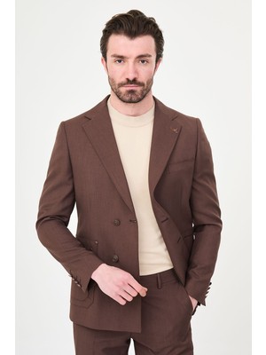 MCR Düz Slim Fit Mono Yaka Metal Düğmeli Erkek Takım Elbise
