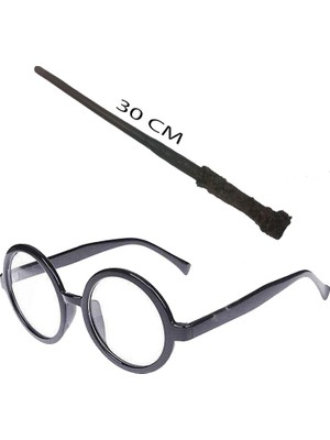 Kont Harry Potter Asası ve Siyah Çerçeveli Gözlük Seti