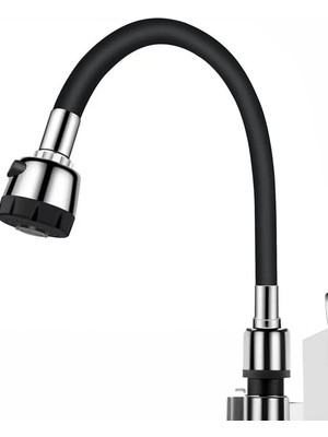Kont Renkli Silikonlu Oynar Başlıklı 2 Fonksiyonlu Spiral Musluk Başlığı - Siyah (5067)