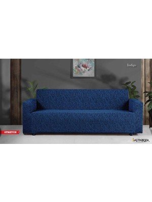 Altınkoza Still Jakarlı Streç Maxi Takım Koltuk Örtüsü Eko (3+3+1+1)-Indigo