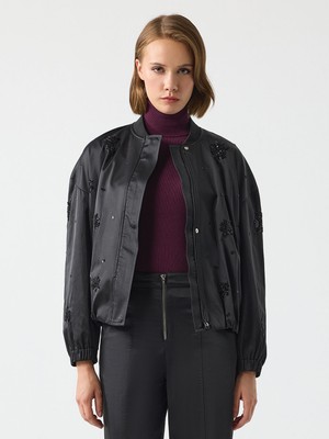 Unique Paraşüt Kumaş Nakışlı Bomber Ceket