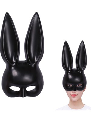 Kont Siyah Renk Ekstra Lüks Uzun Tavşan Maskesi 35X16 cm (5067)
