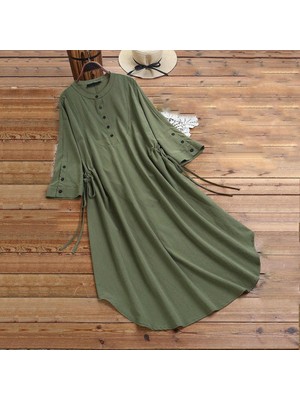 Barbora Modern Salaş Kesim Büzgülü Uzun Elbise