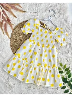 Özşe Moda Sarı Puantiyeli Yazlık Elbise