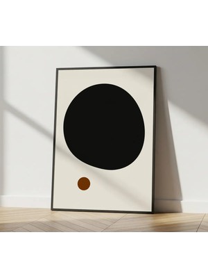 Rosaart Minimal Soyut Geometrik Ahşap Çerçeveli Poster –modern Daire Tasarım Dekoratif Duvar Tablosu