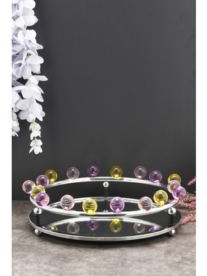 Aksesuar Evreni Livon Kristal Boncuklu Lüks Tepsi Krom